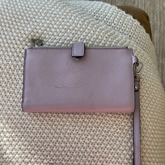 Michael Kors Adele Leather Smartphone Wallet, Double Zip Wristlet, Lilac - Picture 1 of 7